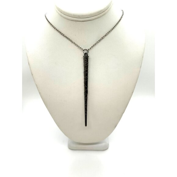 Magic Wand Necklace Fantasy Wizard Witch Warlock Magician Silver Chain - Picture 4 of 9